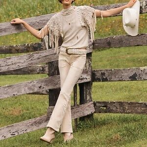 NWT Anthropologie Pilcro Cream The Icon Flare Corduroy Jeans Sz 34